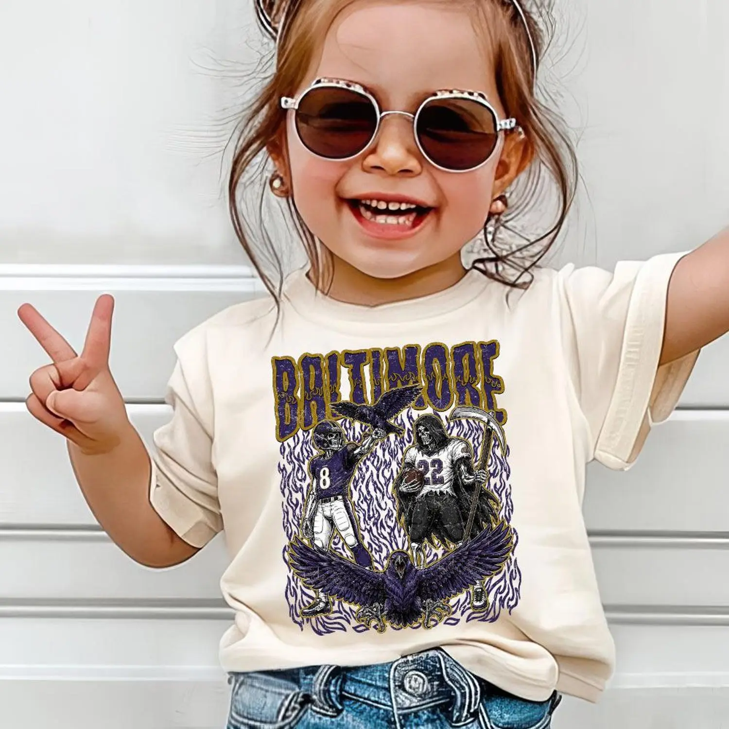Youth & Adult Baltimore Football Skull Shirt, Vintage Baltimore Fan Tee, Game Day Gift For Football Fans, Game Day T-Shirt, Gift for Fans Tee