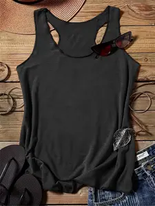 Women's Summer Casual Basic Round Neck Vest, Daily Wear Sleeveless Top, Slim Fit Design, Perfect for Everyday