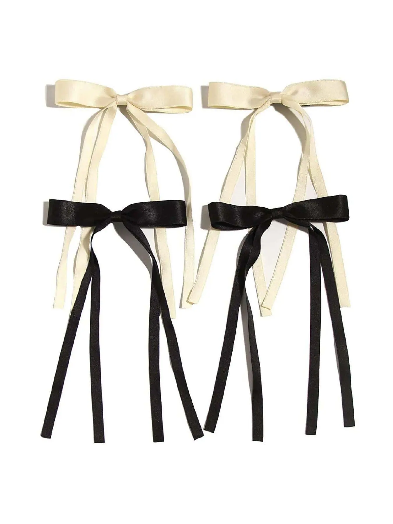 Fashion Bow Ribbon Decorative Long Tail Hair Clips, Barrettes Hair Clips for Women & Girl, 4pcs Cute Lovely Hair Clips for Party, Club, Women's Gift Sets, Tie Front Bowknot, Fashion Hair Accessories