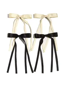 Fashion Bow Ribbon Decorative Long Tail Hair Clips for Women & Girl, 4pcs Cute Lovely Hair Clips for Party, Club, Women's Gift Sets
