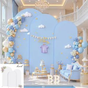 Arch Backdrop Cover Set of 3 - Spandex Arch Covers 7.2FT 6.6FT 6FT Stretchy Backdrop for Wedding, Bridal Baby Shower, Birthday, Photo Booth Background Decor(Blue and White)