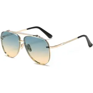 EyeconicFinds Oversized Aviator Sunglasses for Men Women Vintage Sun Glasses Metal Frame Gradient Shades B0105