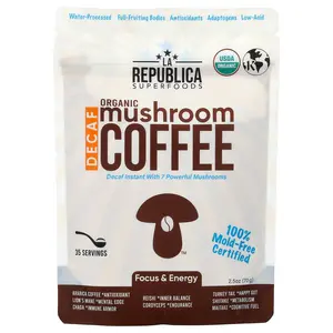 La Republica Organic Mushroom Coffee, Decaf Instant with 7 Mushrooms, 2.5 oz (70 g)