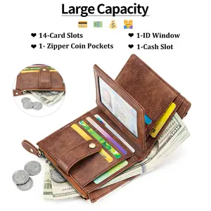 2026 New RFID Blocking Women's Short Wallet, European Retro Three-Fold Solid Color Card Holder with Coin Pocket