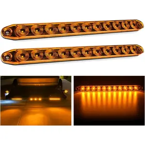 Nilight 2PCS 16Inch 11 LED Amber Trailer Marker ID Bar Stop Brake Turn Signals Tail Light DOT Compliant IP65 Waterproof for Truck Trailer