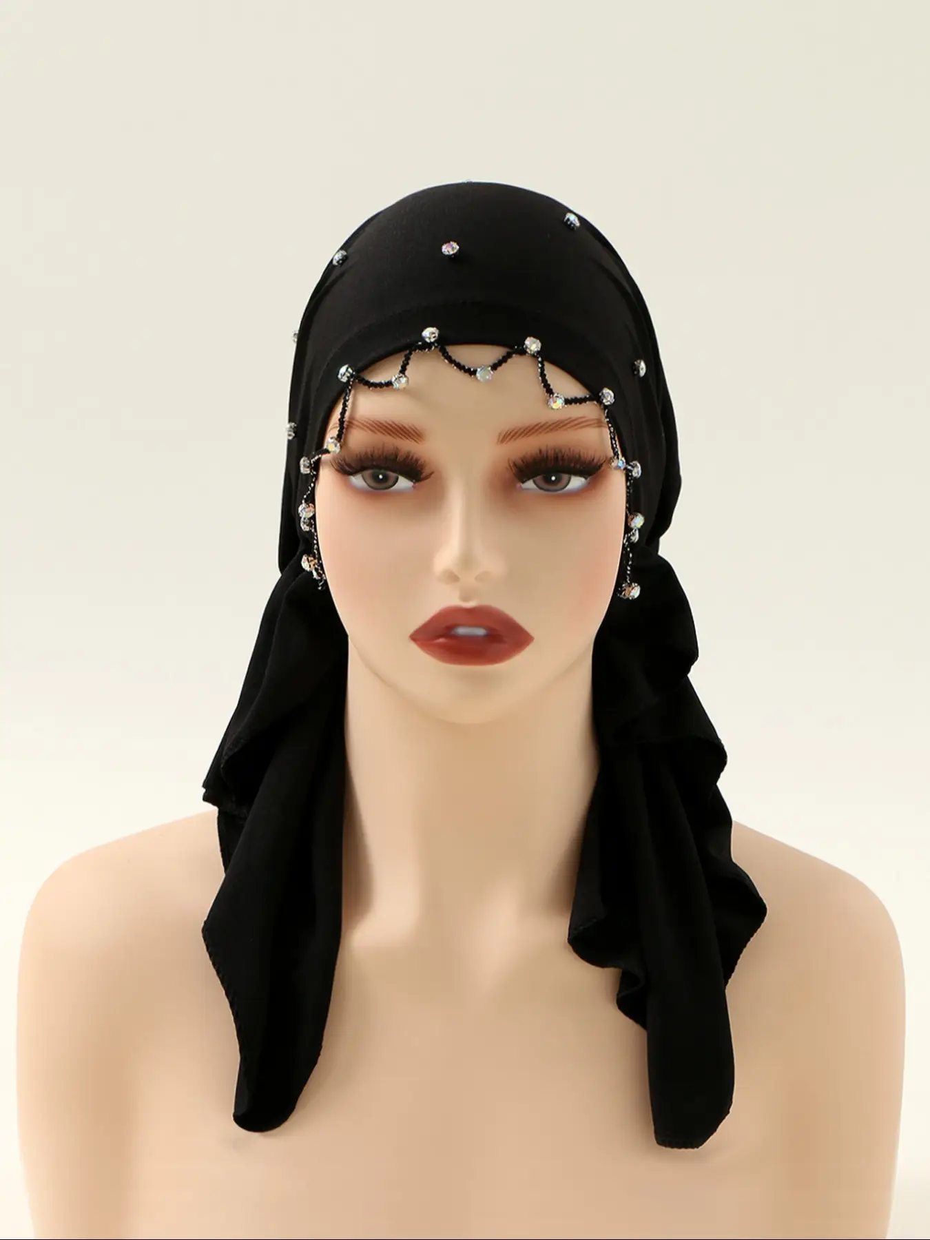 Elegant Women's Polyester Headscarf Hat, Shiny Muslim Style Hair Accessory, Middle Eastern Turban Bandana, Perfect for Daily Wear, Solid Color Turban