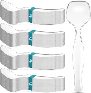 100-Pack Bulk Heavy Duty Clear Plastic Serving Spoons - Disposable Buffet Utensils | Hot & Cold Food Safe | For Parties, Holidays & Gatherings