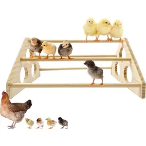 Chick Perch Chicken Coop Toys and Accessories,Chick Roosting Bar,Brooder for  Chicks, Wooden Bird Perch. (Style 1, 14.4" x 10.7" x 6.7)