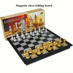 Travel Folding Magnetic Chess Set -9.8 inches (25 Centimeters) - Folding and Portable Chess Board Games