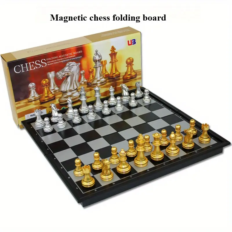 Travel Folding Magnetic Chess Set -9.8 inches (25 Centimeters) - Folding and Portable Chess Board Games