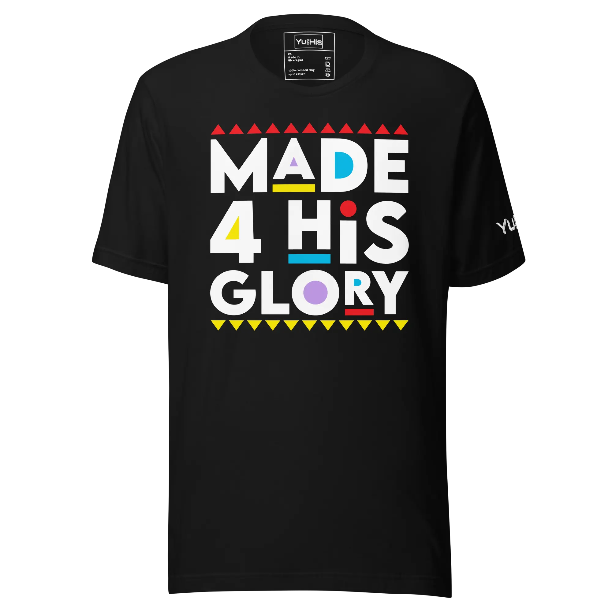 Made 4 His Glory Tee - Black Graphic Tee with Colorful Text Design
