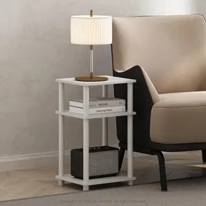 Just 13.4 in. White Rectangle Wood End Table