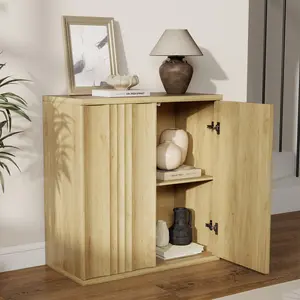 Dystler Buffet Cabinet – Adjustable Storage, Compact Space-Saving, Configurable, Easy-Install, Child-Friendly Indoor Cupboard with 31.5''W Press-Spring Doors, Adjustable Shelves for Living Room & Entryway, Adjustable Storage Cabinets, Child-Friendly Cabin