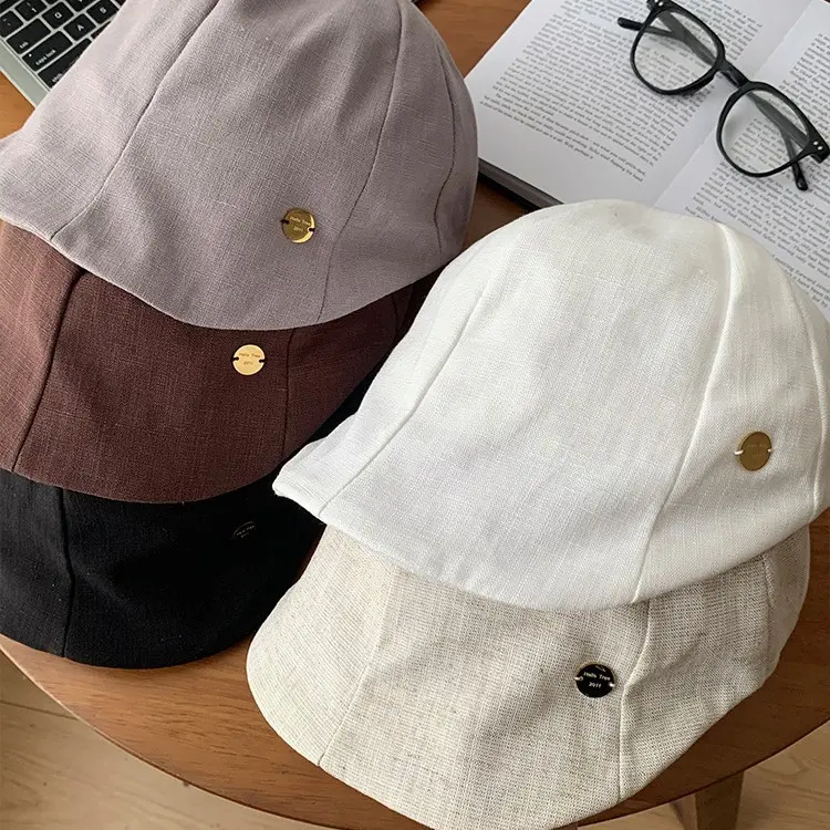 Japanese Style Cotton & Linen Duckbill Cap Retro Versatile Beret for Women Summer Thin Breathable Newsboy Painter's Hat Lightweight & Chic