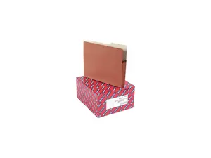 Smead 73088 3 1/2 Inch Expansion Drop Front Pocket, 2/5 Tab, Letter, Manila/Redrope, 25/Box