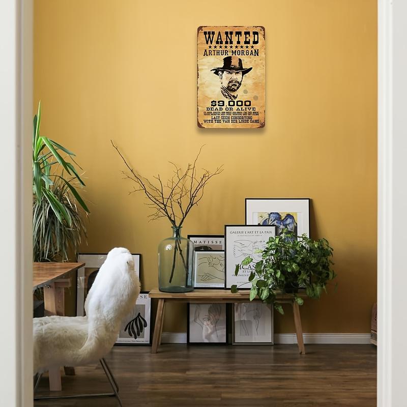 Arthur Morgan 'Wanted' Vintage Metal Poster Sign, 8x12 inches, Iron Wall Art, Fade & UV Resistant, Laminated, Pre-Drilled for Easy Hanging, Ideal for Home Bar, Game Room Decor & Gifts Decoration Print 2025 fashion