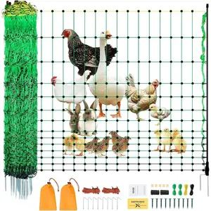 VEVOR Electric Fence Netting, 42Hx 164'L, PE Net Fencing with Posts and Double - Spiked Stakes, Utility Portable Mesh for Goats, Sheep, Lambs, Deer, Hogs, Dogs, for Farms, Backyards and RanchesVEVOR Super Brand Day