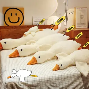 Big white goose pillow doll plush toy doll pillow gift, good elasticity, no fading, breathable and odorless, not easy to deform after long-term use. With zipper detachable and washable