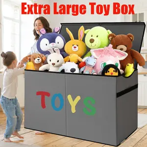 Extra Large Toy Box with Flip-top Lid - Collapsible Sturdy Storage Bins - Kids Toy Chest Organizer for Closet, Playroom and Nursery