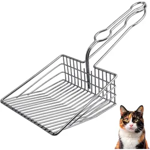 Cat Litter Scoop - Extra Large Heavy Duty Metal Kitty Litter Scoop, Premium Stainless Steel Cat Poop Scooper, Durable Sifting Shovel with Long Handle for Easy Cleanup, Best cat Scooper for Litter Box