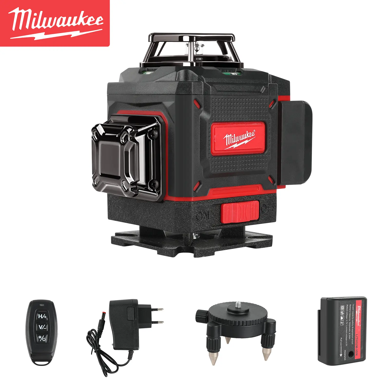Milwaukee Green Laser Level - 360-Degree Green Beam, Horizontal/Vertical Alignment, Rechargeable Battery, Precise Measurements, Construction/DIY Tool for DIY Enthusiasts (Tools & Hardware Accessory, with Battery)