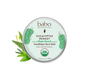 Babo Botanicals Eucalyptus Remedy Soothing Chest Rub – Made with Plant-Based Ingredients – Chest, Neck, Feet and Back – USDA Organic – net wt. 2 oz (56 g)