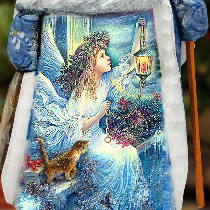 Santa Light the Way Hand-Painted WOODCARVED Masterpiece by Strelkina at G. DeBrekht - Nativity Holiday Decor - 821601