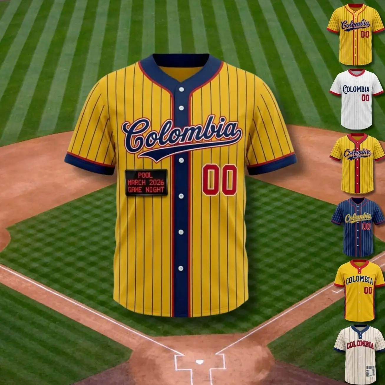 Colombia Baseball Jersey: Custom Name & Number, WBC 2026 Fan Shirt WEF