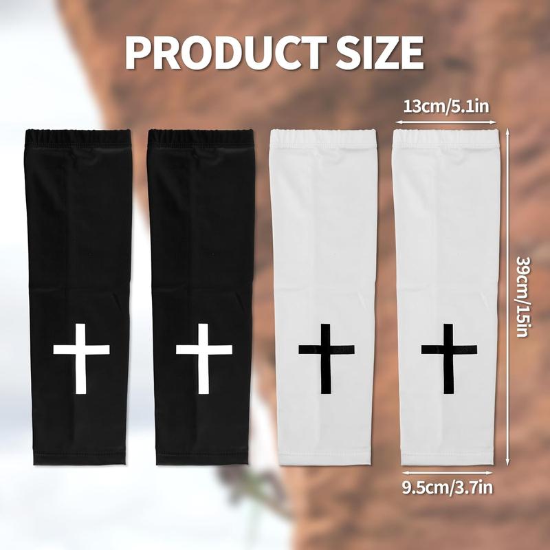 2 Christian Cross Arm Sleeves for Men Women UV Protection Sports Compression Sleeves Basketball Cycling Running Fitness Tattoo Cover Breathable Sun Protection Arm Warmer Christian Faith Streetwear Style Elastic Anti-Slip Arm Guards Outdoors Workout Gear