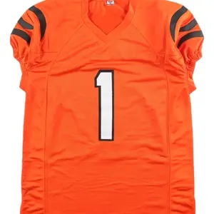 Ja'Marr Chase Cincinnati Autographed /Signed Orange Pro-Cut Embroided Custom Football Jersey Authenticated By Beckett (BAS)