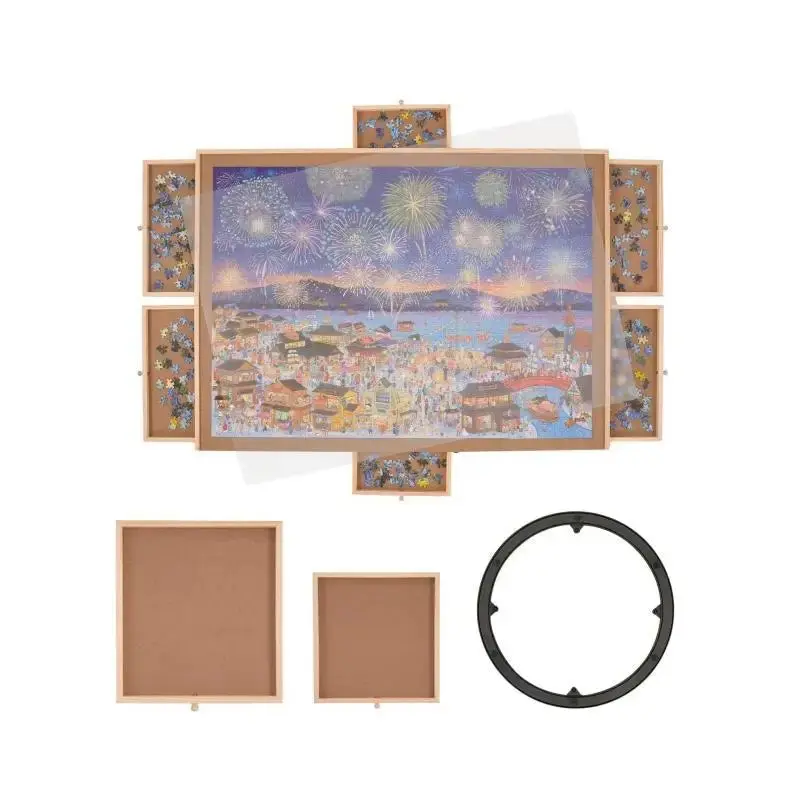 Premium 2000-Piece Wooden Puzzle Table with 6 Drawers