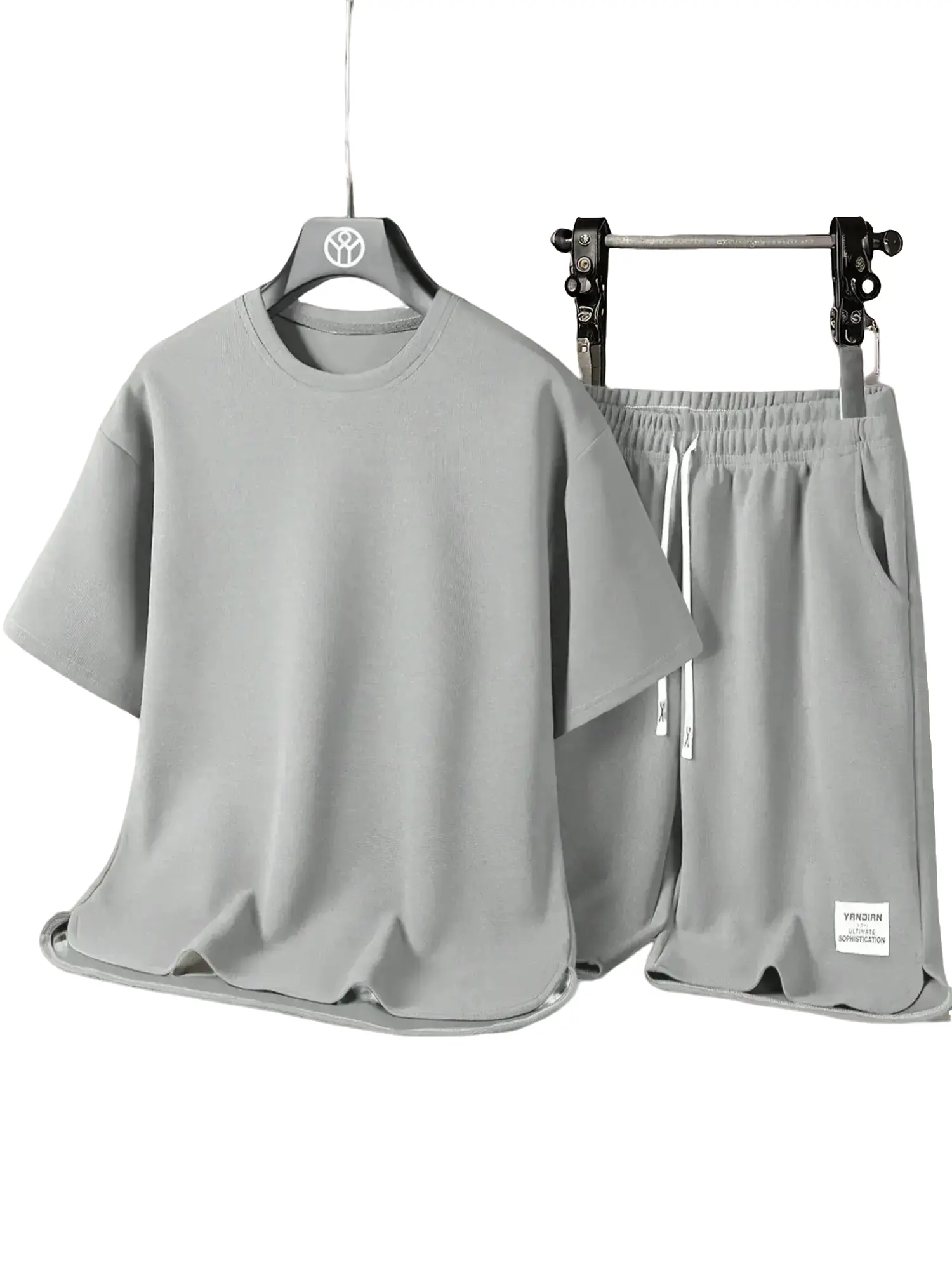 Two-piece Set Men's Solid Color Crew Neck Short Sleeve Tee & Drawstring Waist Shorts, Regular Fit Casual Round Neck T-shirt & Pocket Shorts, Plain Men