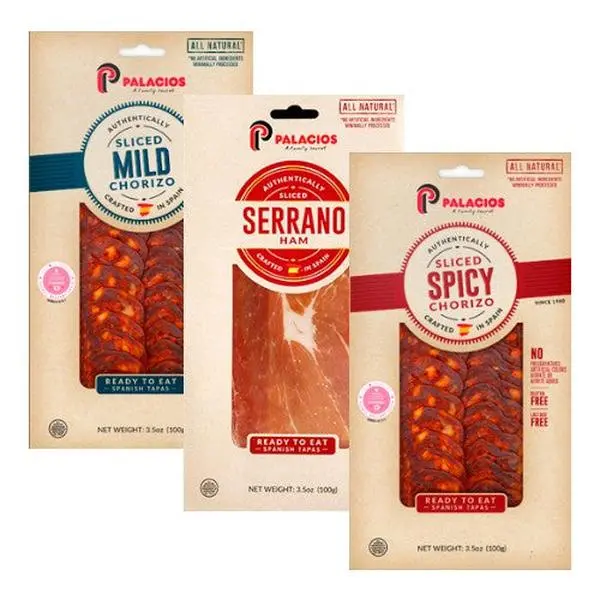 Palacios Sliced Traditional Cured Dried Meat Snacks - US 3-Assorted Pack Party Bundle with Savory, Spicy Chorizo Varieties, On-the-Go Treats, Snack