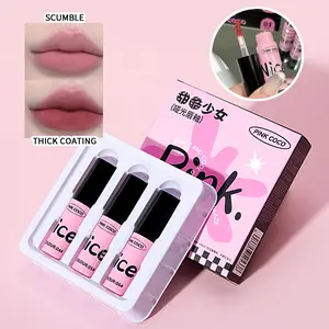 3-Piece Matte Lip Gloss Set, makeup,Sweet & Cool Girl StyleLow-saturation shades, rose pink tones, high-value appearance.Flattering for students, brightens complexion.Lip mud texture, ideal for daily wear.Suitable for women, a must-have for holidays.