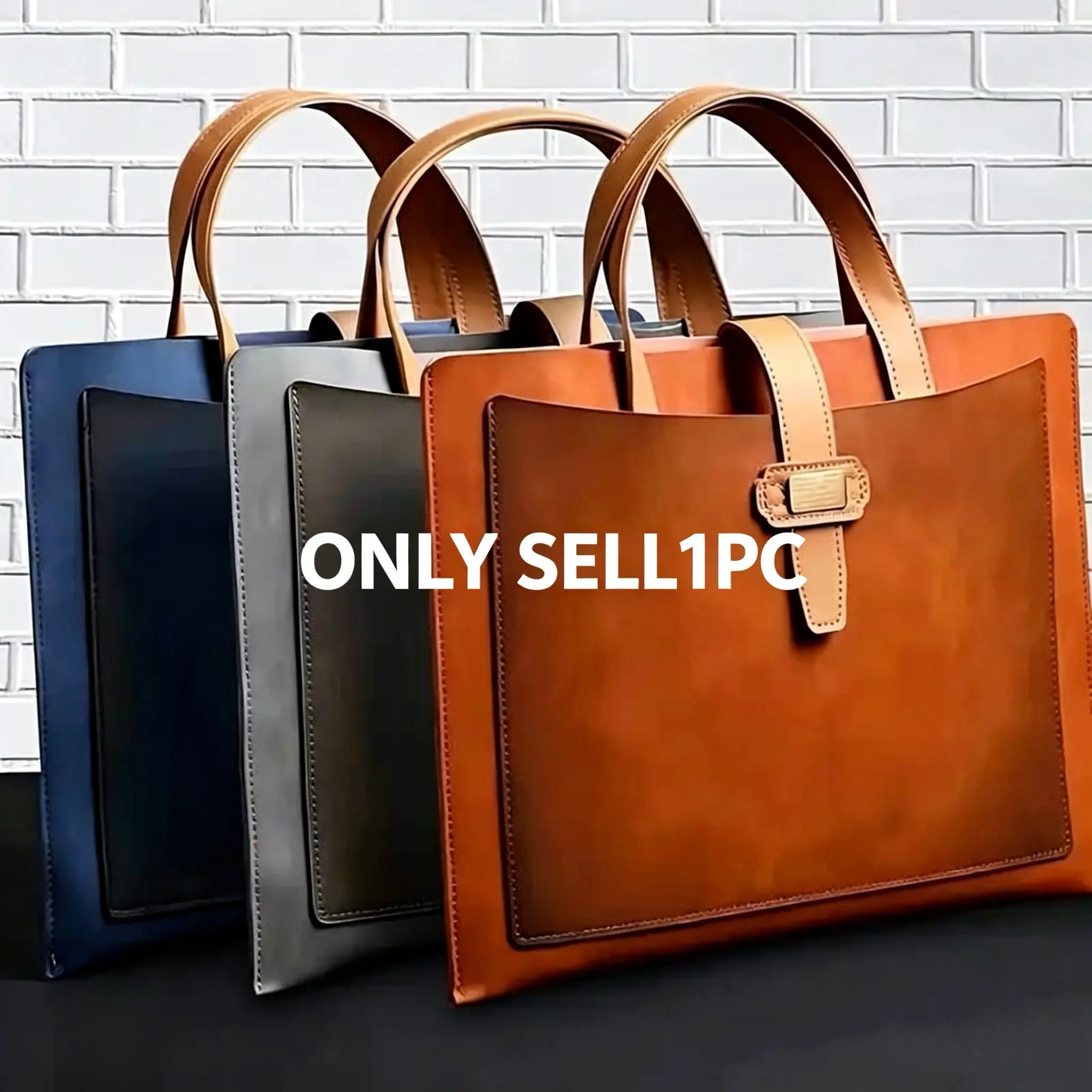 Vintage A4 Portable File Bag PU Leather Thin Document Folder Business Office Briefcase, Retro Style, Durable, Lightweight and Premium Design