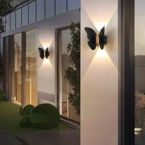 cs Solar Wall Lights Outdoor Waterproof - 3000K ,Butterfly Wall Lamp,Modern LED Wall Sconce for Garden, Balcony, Courtyard, Terrace