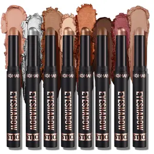 8-piece eyeshadow stick set, multifunctional makeup for eyeshadow, contouring, and highlighting, waterproof and sweat-resistant with smudge-proof formula, available in multiple portable long-lasting colors, suitable for various makeup looks