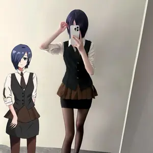 Anime Tokyo Touka Kirishima Ghoul Cosplay Costume Women Shirt Vest Skirt Suit Sexy Uniform Halloween Clothes Outfit