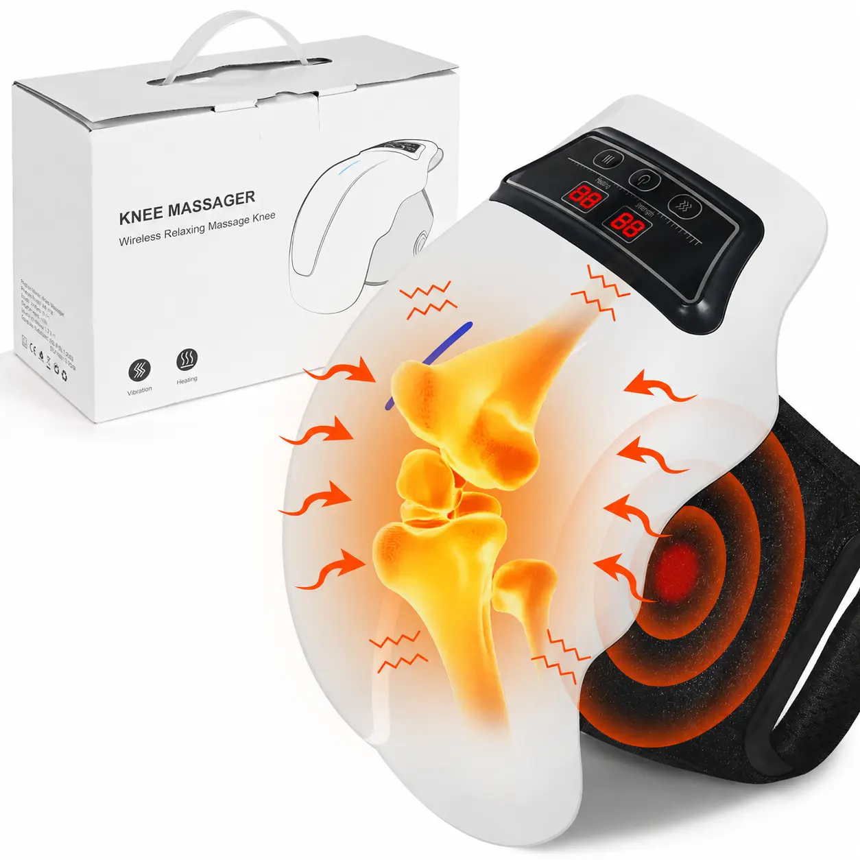 Cordless Knee Wrap with Vibration & Heat Settings, USB-C Rechargeable for Daily Relaxation