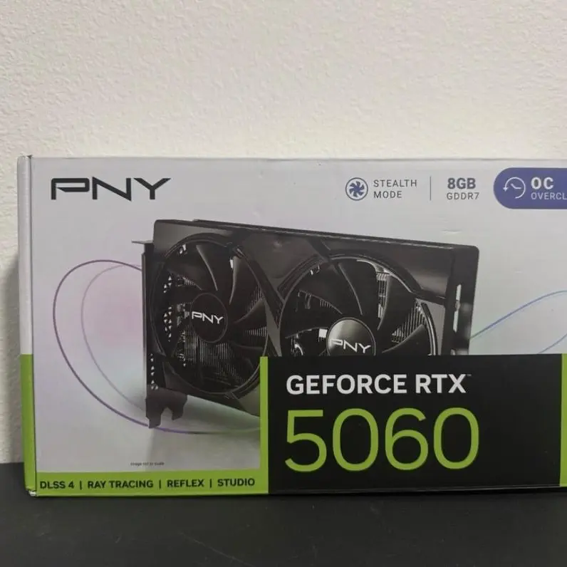 PNY GeForce RTX 5060 8GB GDDR7 Stealth Mode OC Overclock DLSS 4 Ray Tracing Reflex Studio Graphics Card