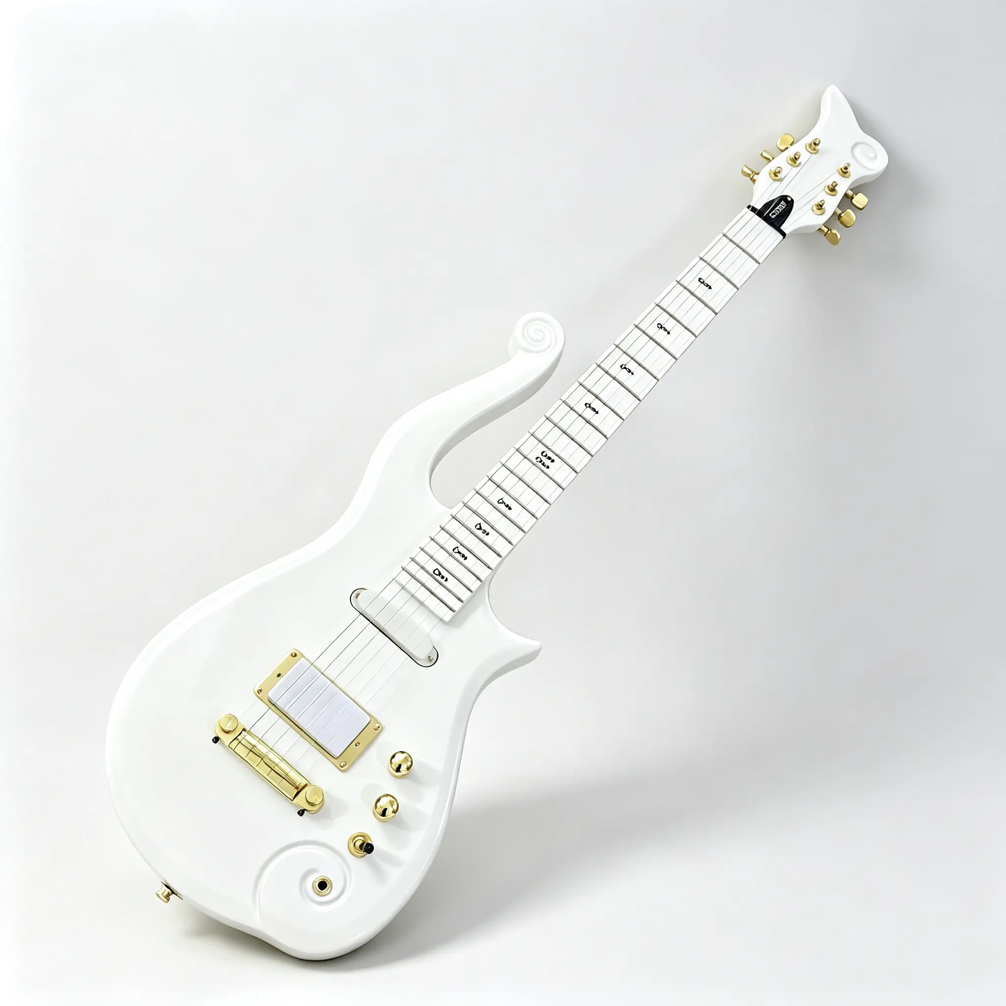 Prince Cloud Style Solid Body Electric Guitar, Gloss White Finish with Gold Hardware, 6 String Electric Guitar for Stage Performance & Collection