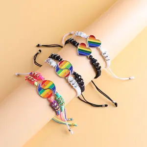 LGBT Same-sex Bracelet Rainbow Handwoven Hand Rope Les Friendship Bracelet Men and Women Couple Rope