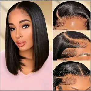 lucy hair 12Inch Straight  Hair 13x4  Glueless Wig for Black Women 180 Density Soft Crimped Pattern