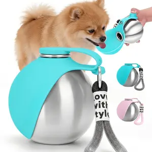 Portable Dog Water Bottle, Leak-Proof Stainless Steel Pet Travel Mug with Bowl, Food Grade Material, Ideal for Outdoor Walks and Trips