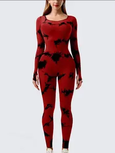 Women's yoga jumpsuits, one-piece sports long-sleeved tops, tummy-control sports jumpsuits