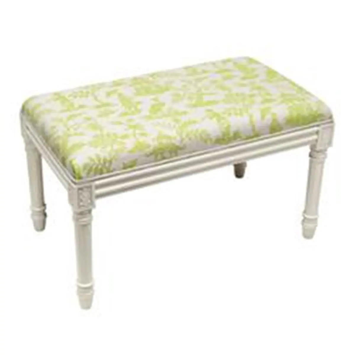 123 Creations Upholstered Indoor Padded Seat Bench - Chartreuse Cathay Design, Antique White Solid Wood Base, Heavy Linen Blend Fabric Seat, Hand-Screw-In Legs, 22 lbs, Assembly Required, Home Furniture, Padded Seat Benches