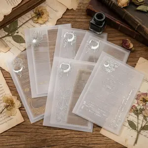 Brilliant Glow Series Silver Foil Vintage Journal Paper Pack - Sulfuric Acid Foam Background Material with Stencil Sheet Stickers for DIY Scrapbooking & Decal Film Projects