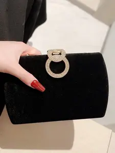 Women's Evening Clutch Bag with Chain Strap, Clutch Purse, Elegant Handbag for All Seasons, Plain Pattern, Perfect for Parties and Events