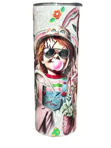 Bunny Ear Horror - 20oz oz 20 oz. 20oz. - Skinny Straight Sublimation Tumbler - Amy's Tumbler Junkies - Your Favorite Tumbler Shop!
