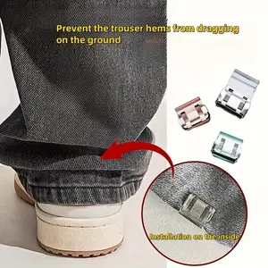 Invisible Hem Clips, Prevents Pants Dragging, No Sew Hidden Button Closure, Anti-Pants Drag Edge Clip, Shorten, Clean Look